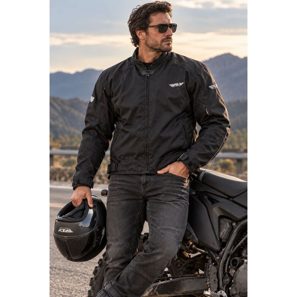FLY Racing Black Motorcycle Moto Bike Jacket Coat Mens Size 4XL